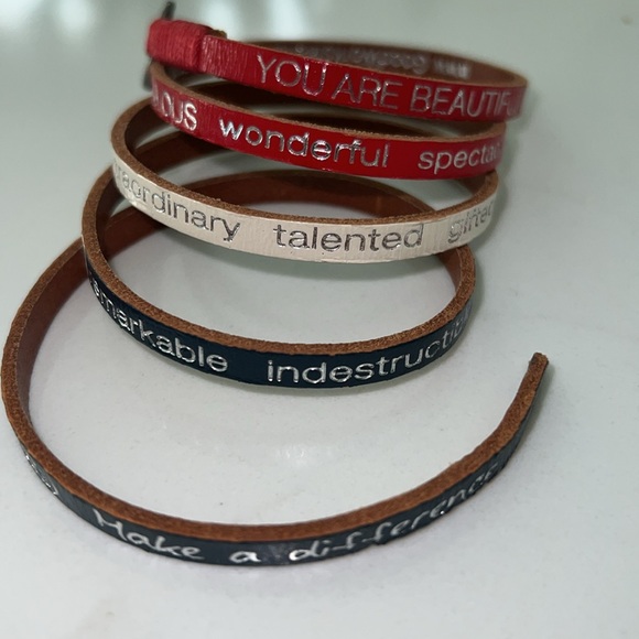 Good Works Make a Difference Quadruple Leather Wrap Bracelet. - Picture 2 of 5